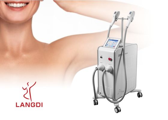 2 Handpieces OPT SHR IPL+ DIODE LASER Technology สำหรับการกำจัดขน / ฟื้นฟูผิว