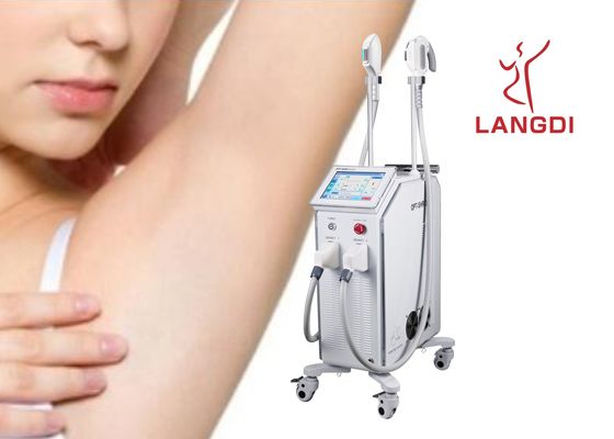 2 Handpieces OPT SHR IPL+ DIODE LASER Technology สำหรับการกำจัดขน / ฟื้นฟูผิว